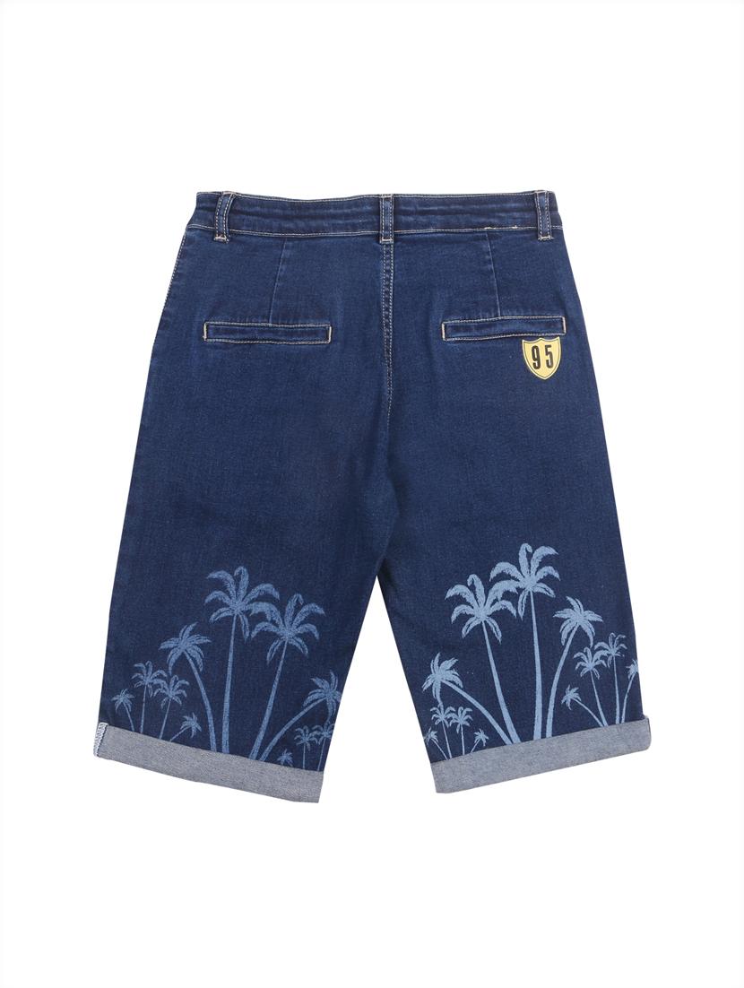 blue printed denim shorts - 17887625 - Standard Image - 1