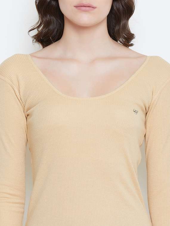 beige solid tops thermals & inner wear - 17887934 -  Standard Image - 4