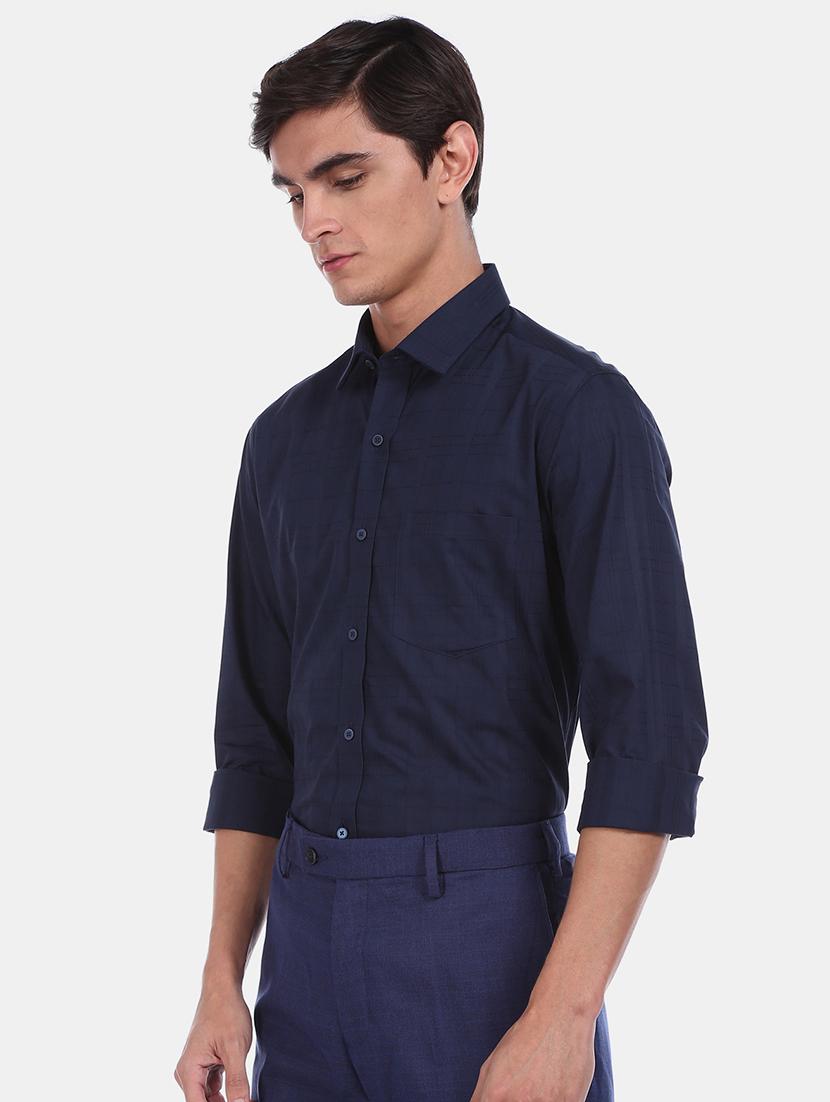 navy blue checkered formal shirt - 17888142 -  Standard Image - 1