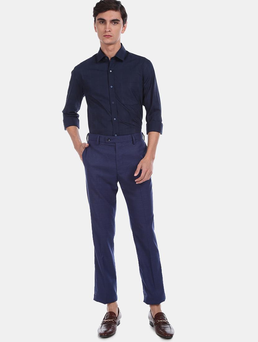 navy blue checkered formal shirt - 17888142 - Standard Image - 4