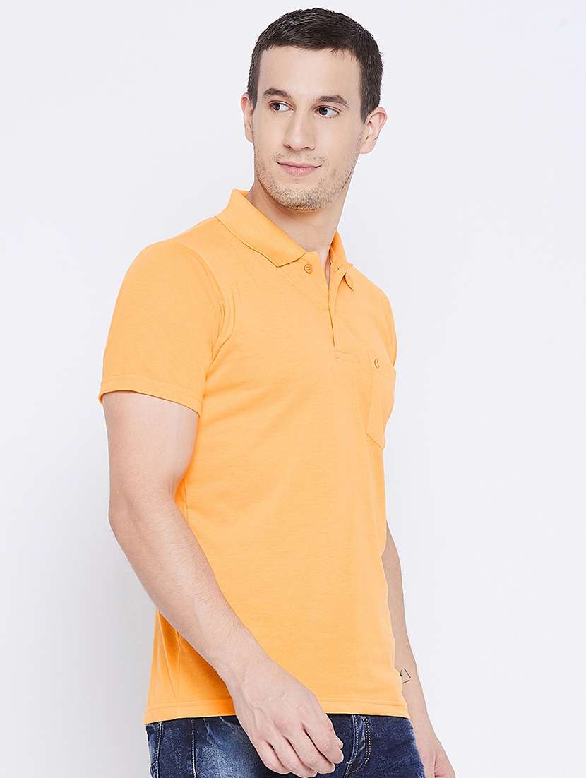 orange solid polo t-shirt - 17888322 -  Standard Image - 1