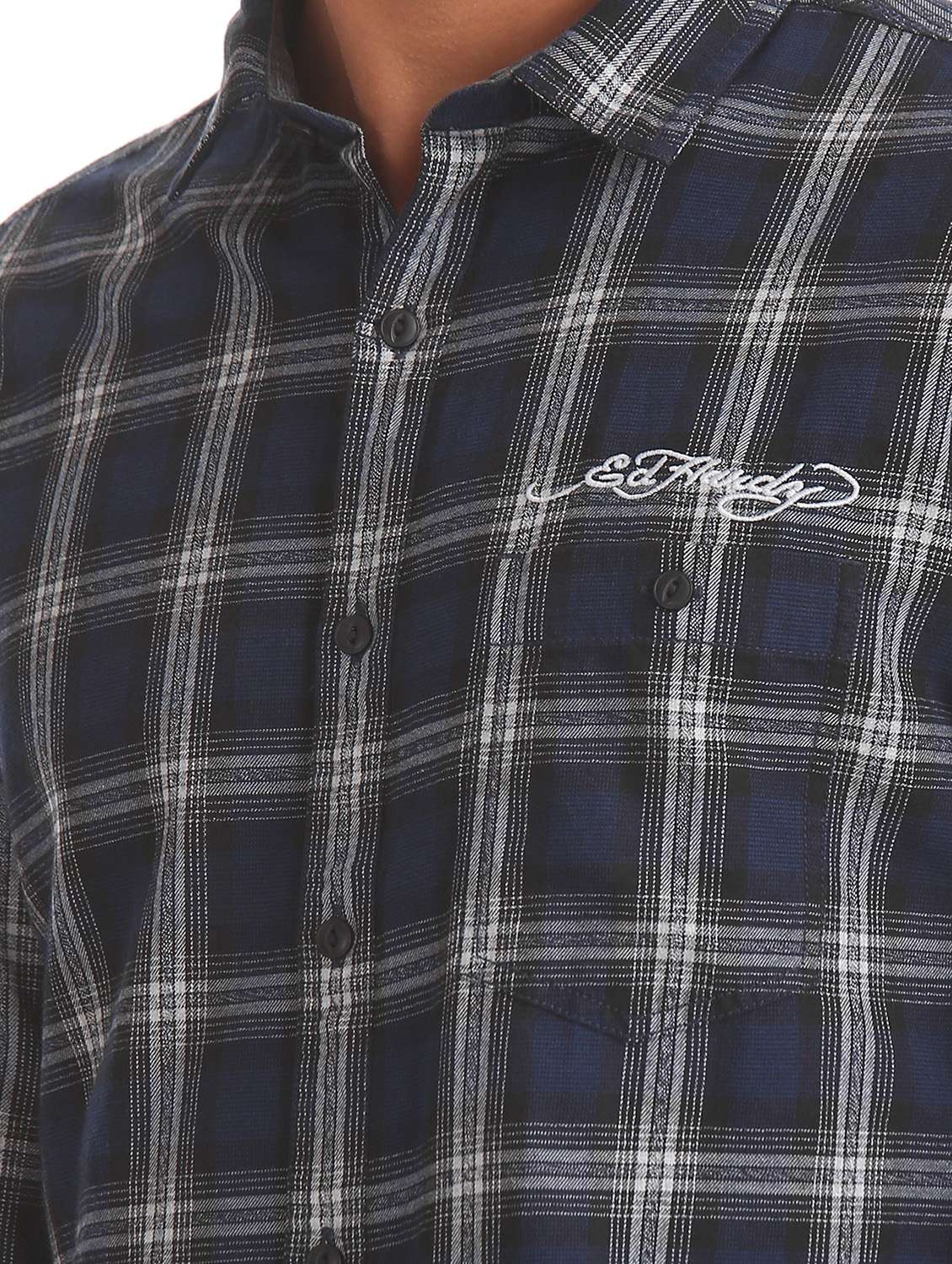 navy blue checkered casual shirt - 17888690 - Standard Image - 4