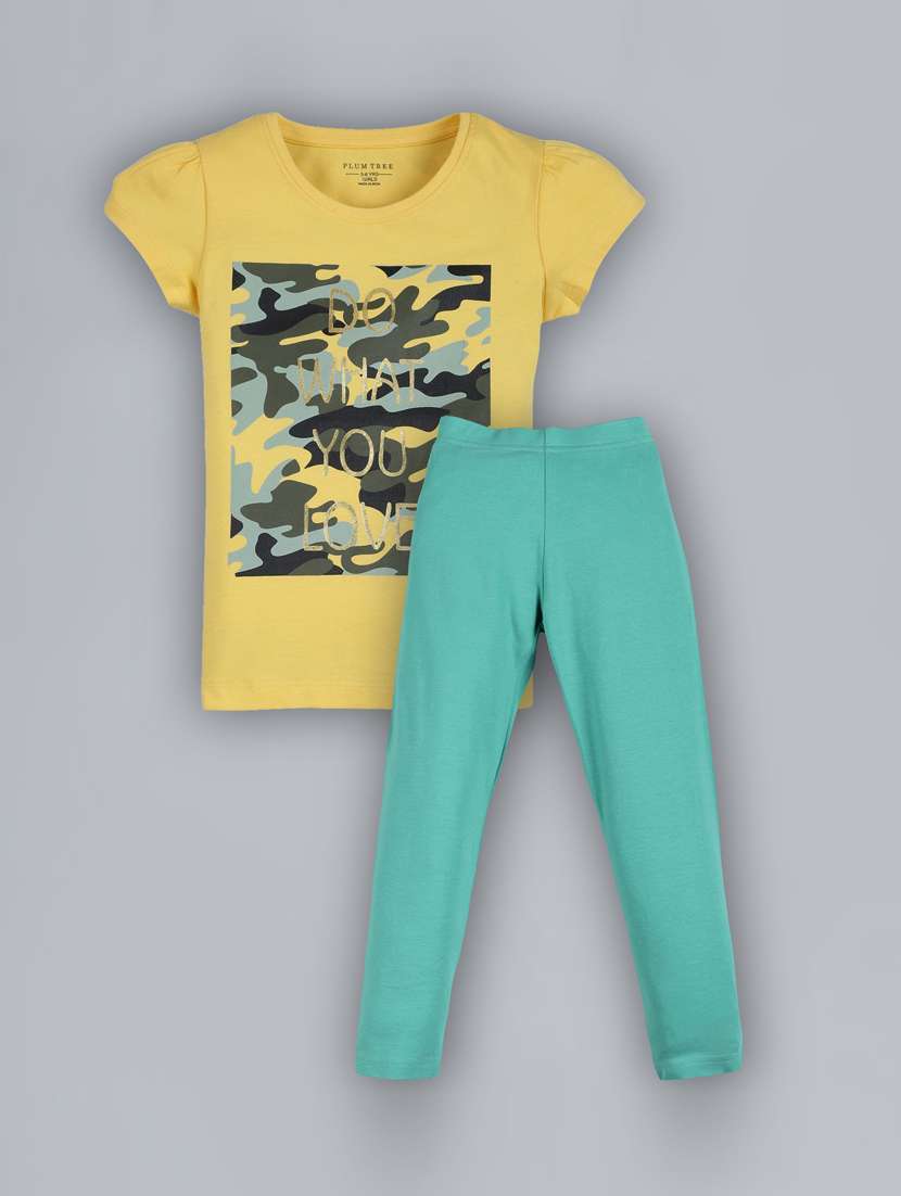 round neck printed full length sets 