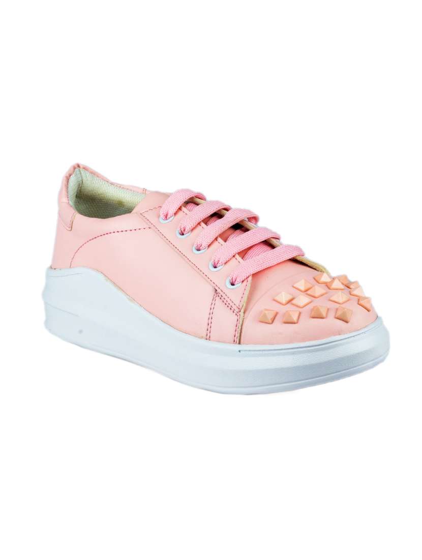 pink synthetic laceup casual shoes