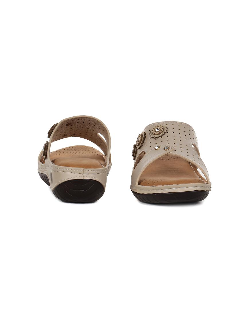 beige synthetic slip on sandals - 17892610 -  Standard Image - 1