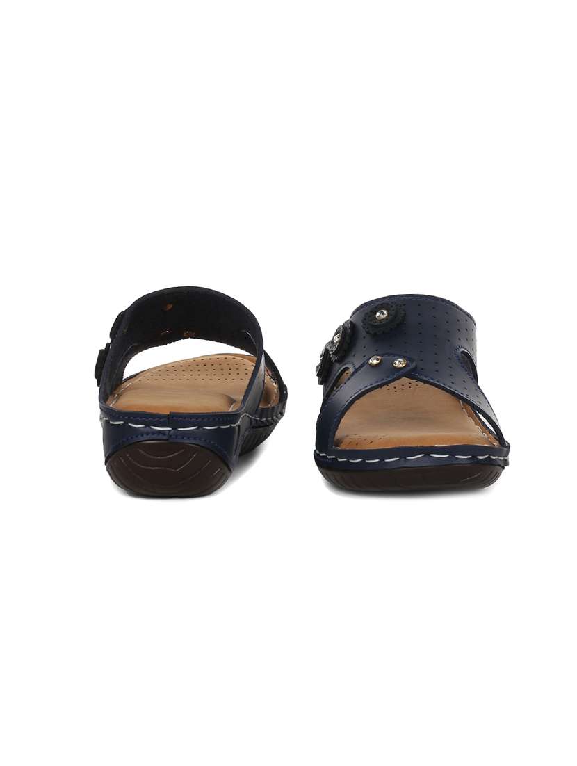 blue synthetic slip on sandals - 17892611 -  Standard Image - 1