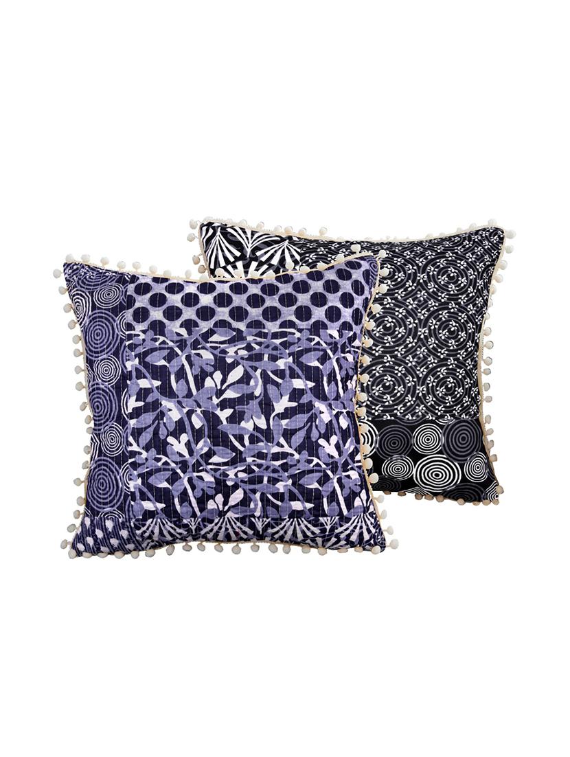 indhome life reversible premium cotton cushion covers- 'japuri printed' , traditional katha work embroider collection - 17892860 -  Zoom Image - 0