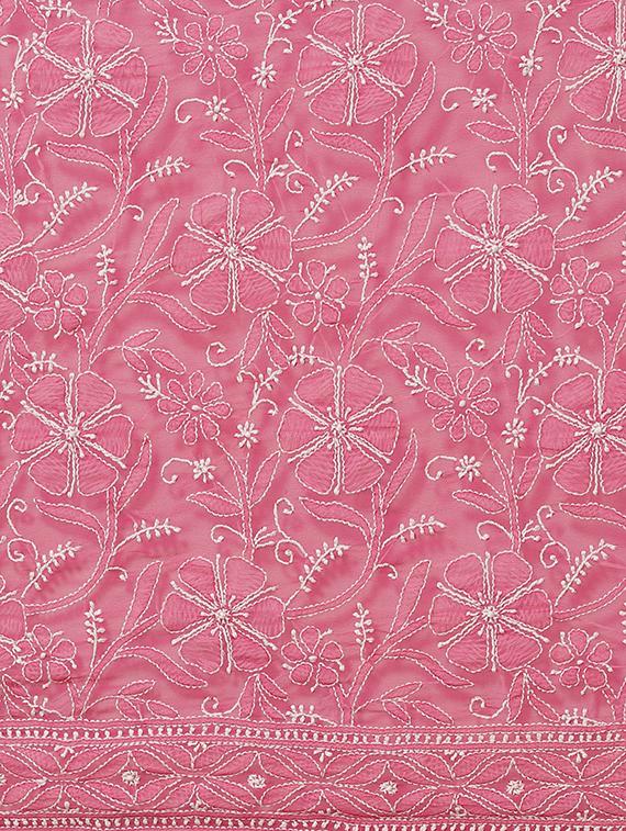 ada hand-embroidered magenta chikankari saree with blouse - 17893685 - Standard Image - 4