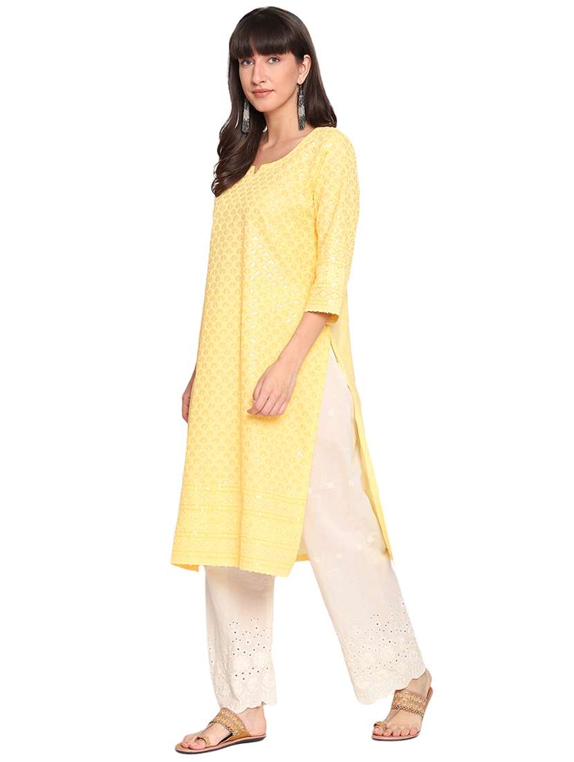 chikankari straight kurta - 17894227 - Standard Image - 1