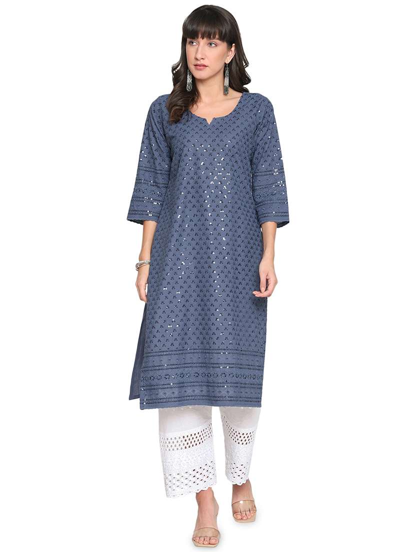 chikankari straight kurta