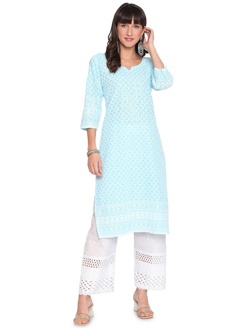 chikankari straight kurta