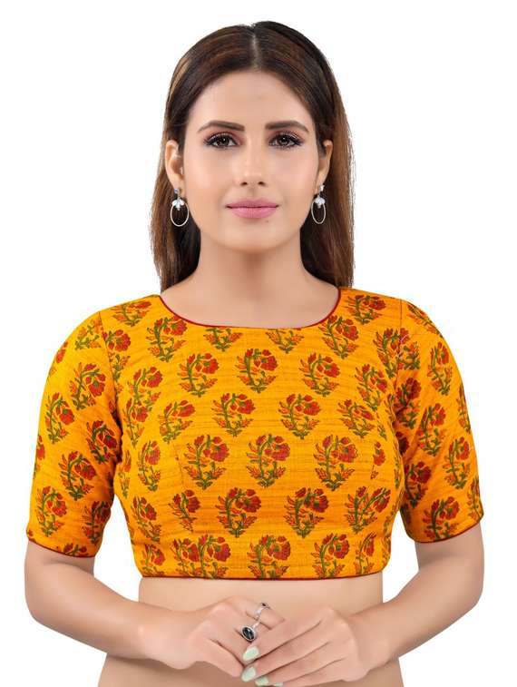 yellow cotton printed blouse