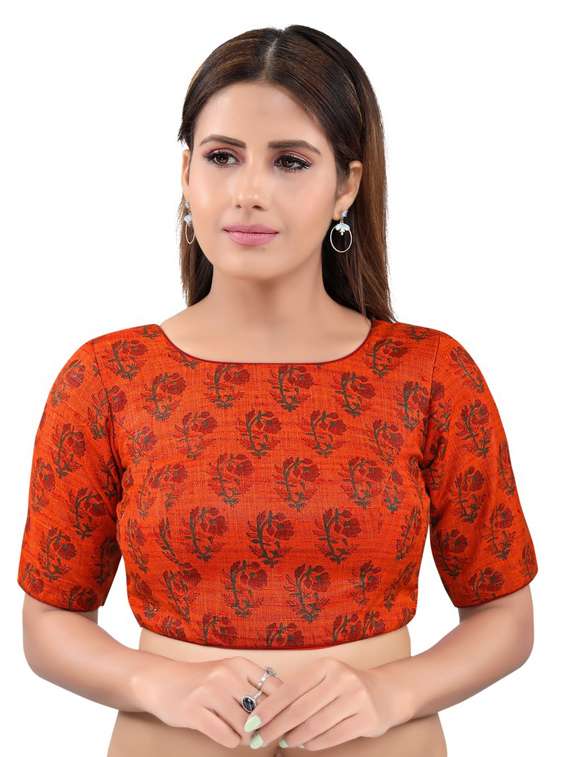 orange cotton printed blouse