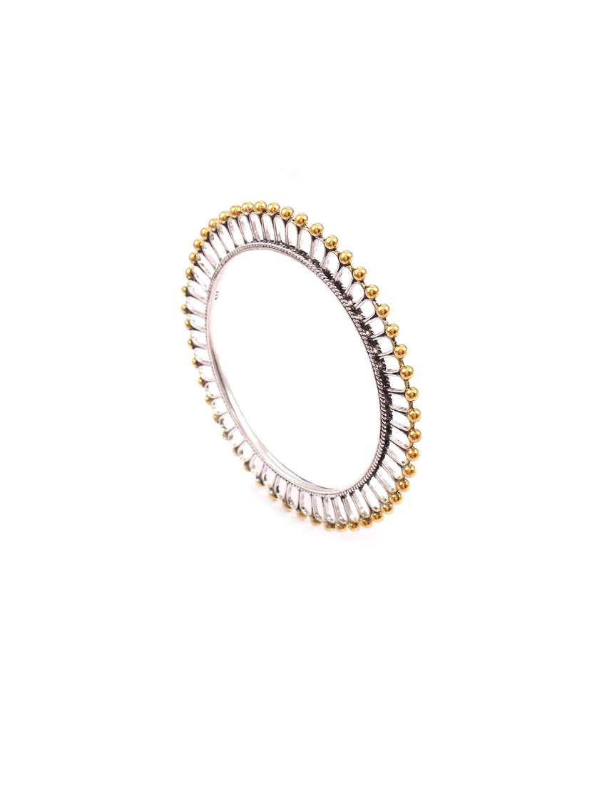silver gold plated circle design bangle - 17895940 -  Standard Image - 1