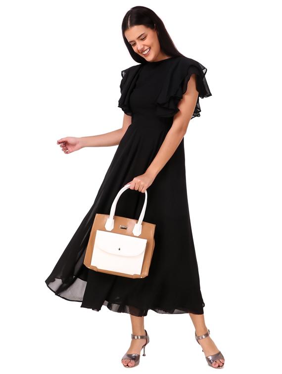 brown leatherette (pu) regular handbag - 17896318 - Standard Image - 4