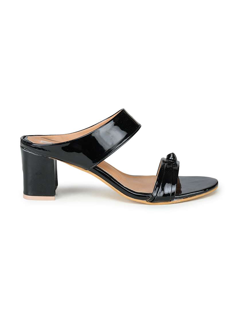 black synthetic slip on sandals - 17896544 -  Standard Image - 1