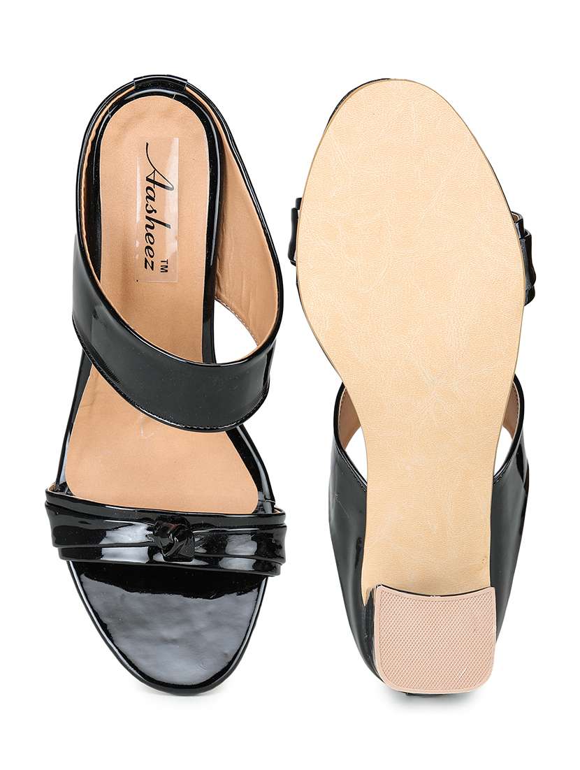 black synthetic slip on sandals - 17896544 -  Standard Image - 4