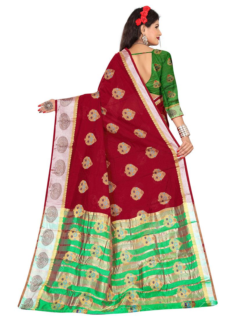 women's self design maroon colored saree - 17897397 - Standard Image - 1