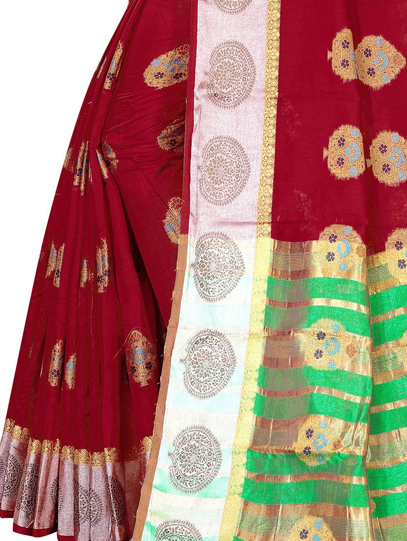 women's self design maroon colored saree - 17897397 - Standard Image - 4