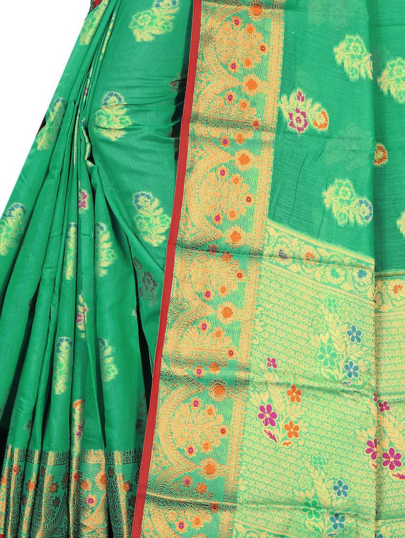 ethnic motifs handloom saree with blouse - 17897403 - Standard Image - 4