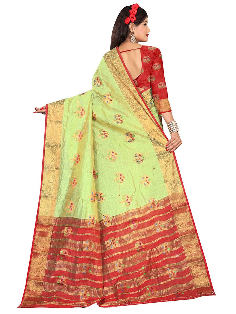 women's self design green colored saree with blouse - 17897407 - Standard Image - 1