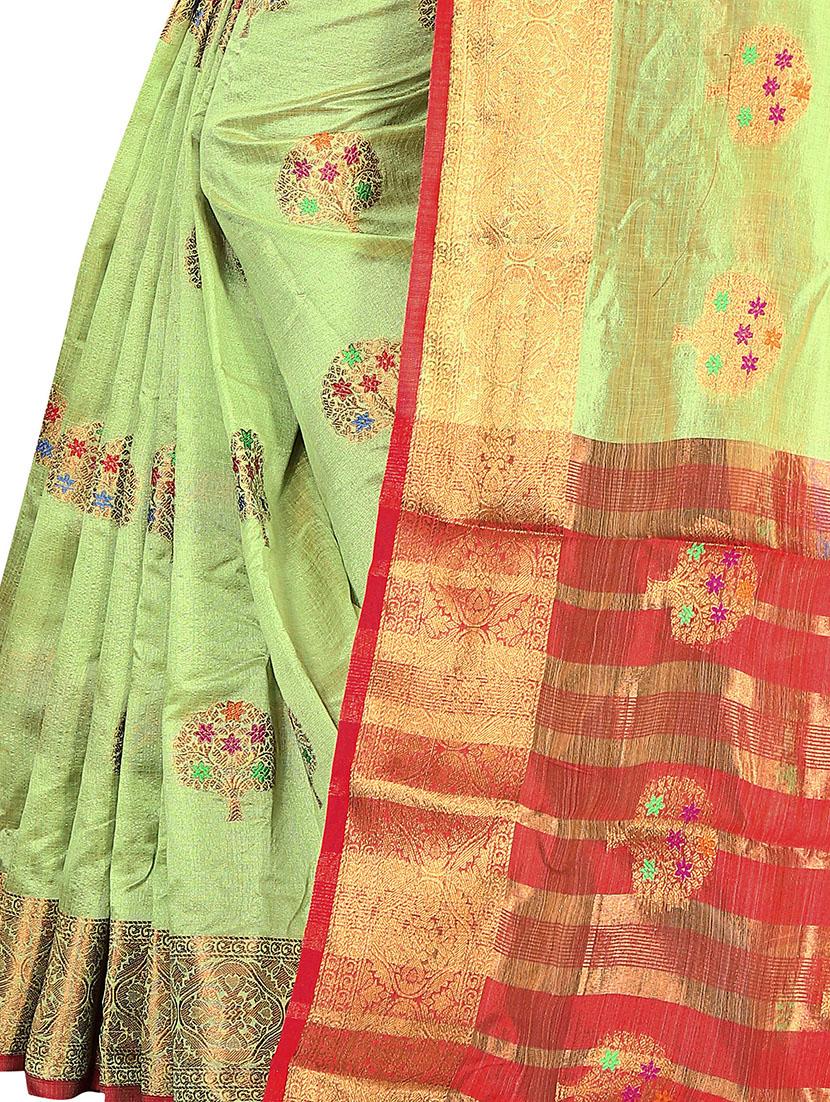 women's self design green colored saree with blouse - 17897407 - Standard Image - 4