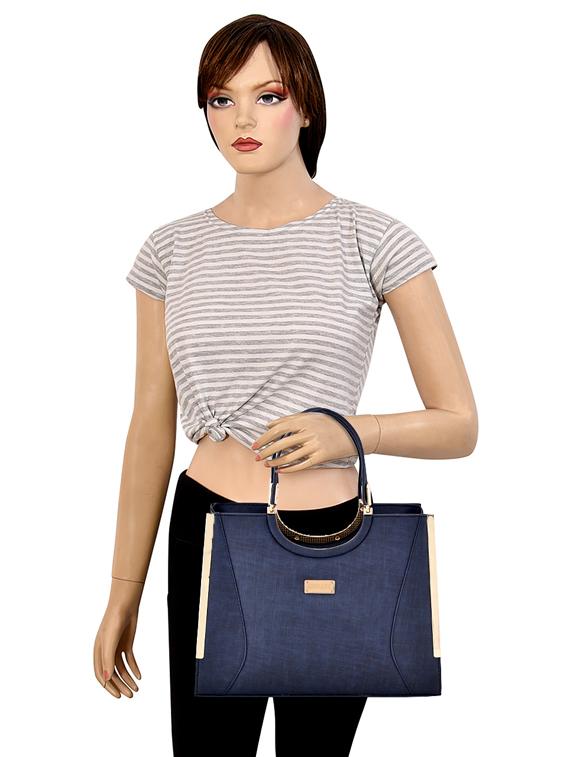 blue leatherette (pu) handbag - 17900266 - Standard Image - 4