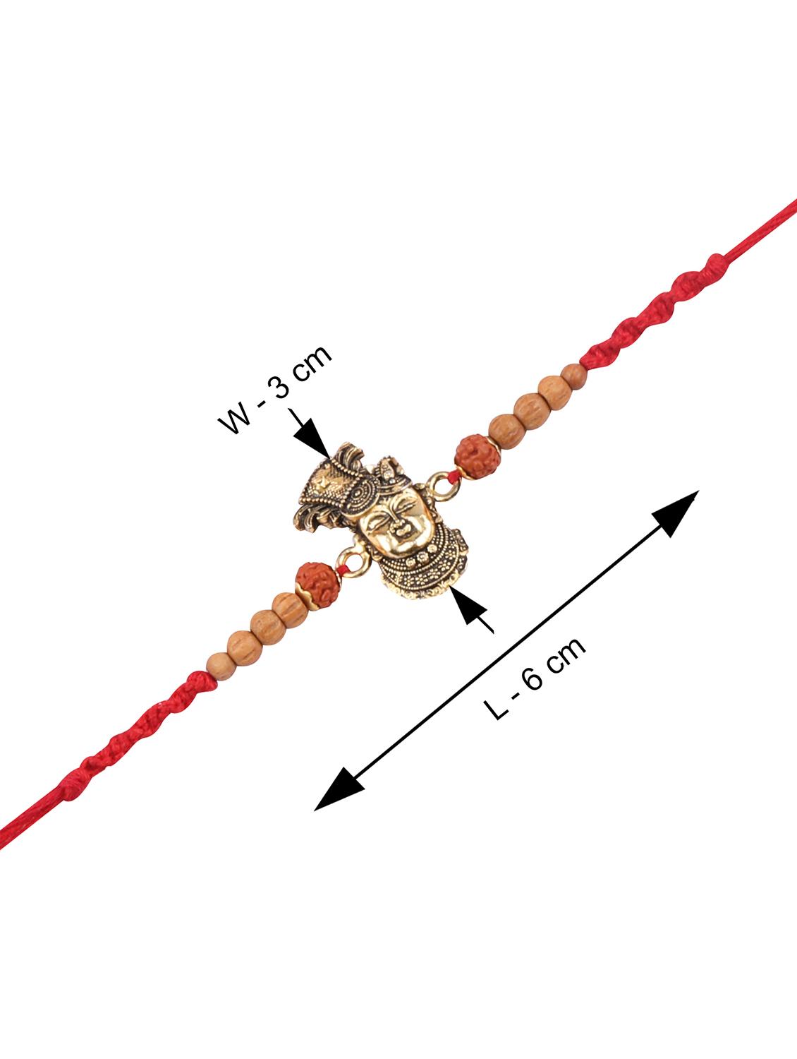 set of 3 gold plated thread rakhi with roli chawal kankawati thali and greeting card  - 17900860 -  Standard Image - 4
