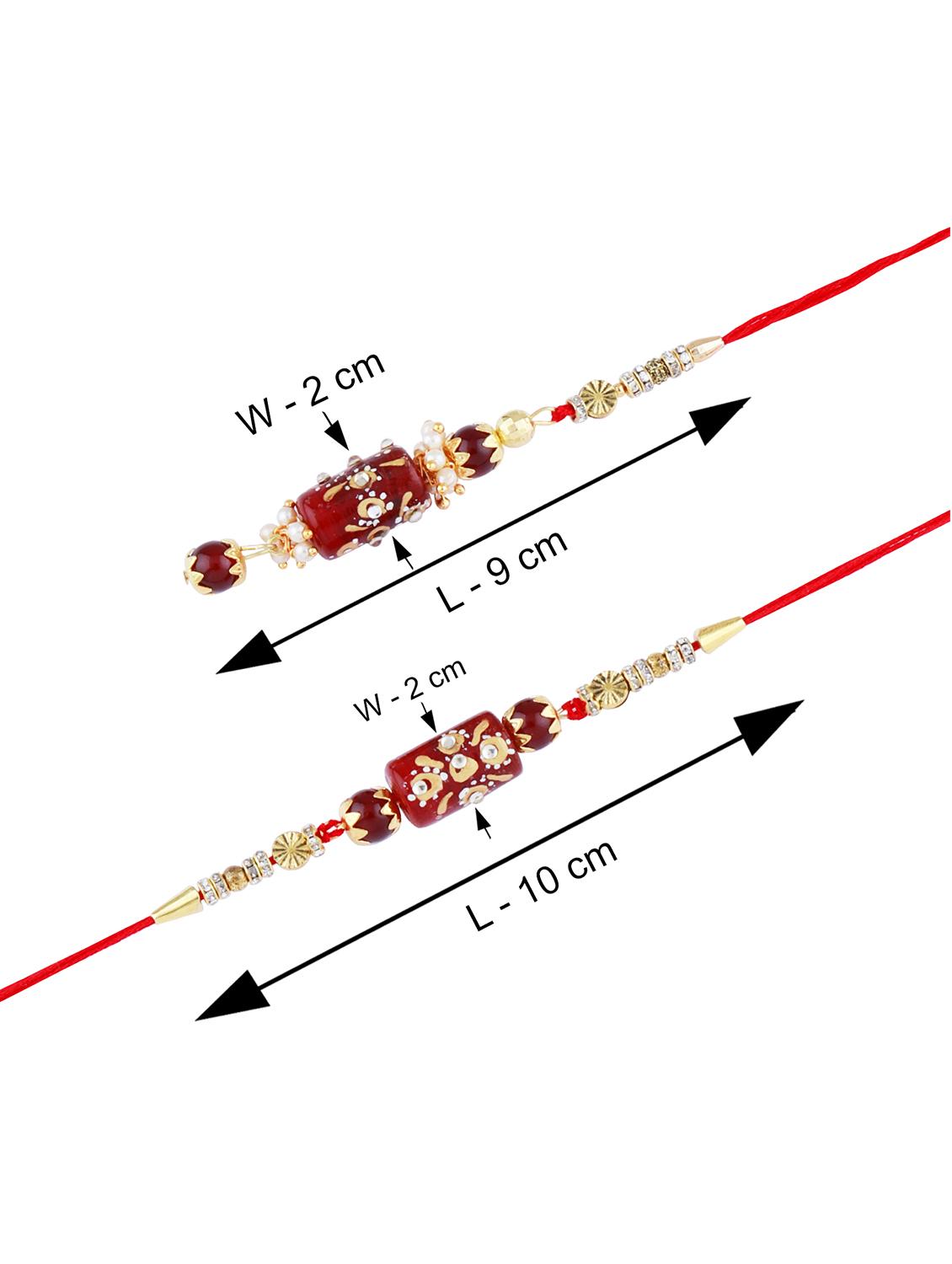 set of 2 thread rakhi with roli chawal and greeting card - 17900891 - Standard Image - 1