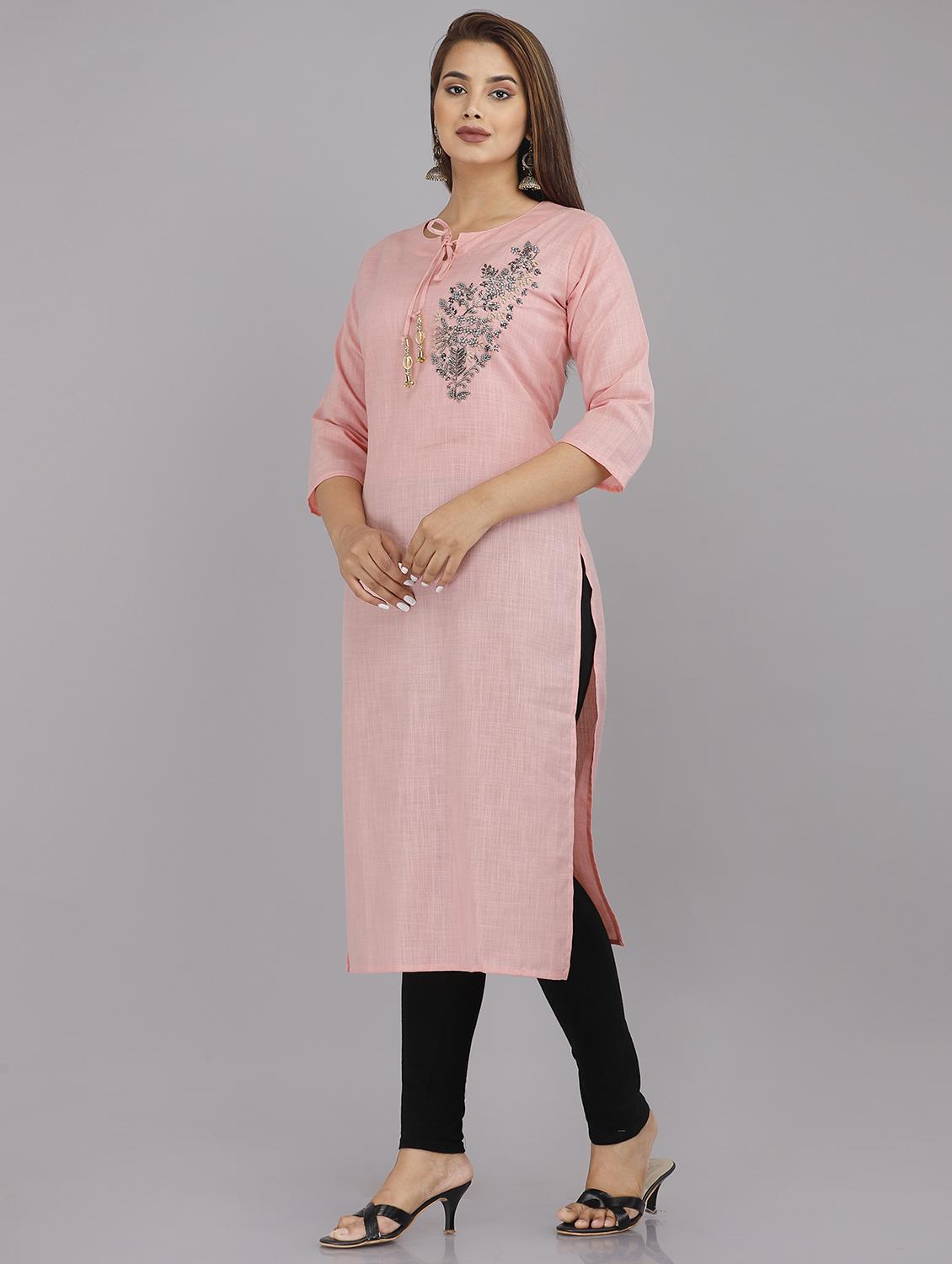 embossed work straight kurta - 17900966 - Standard Image - 1