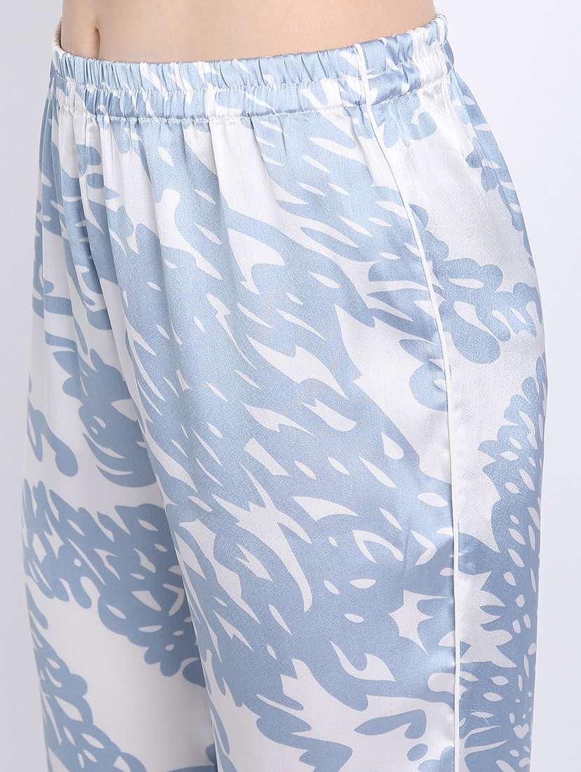lapel neck printed nightwear pajama set - 17901052 - Standard Image - 4