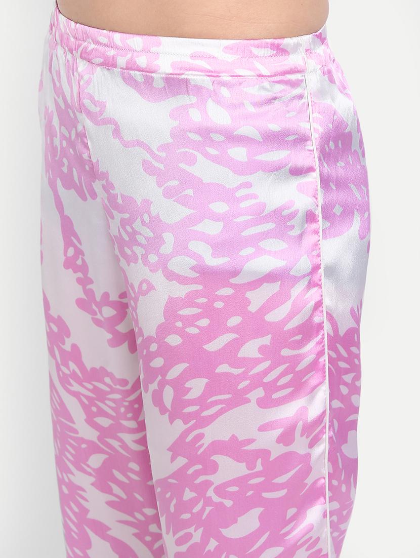 lapel neck printed nightwear pajama set - 17901059 - Standard Image - 4