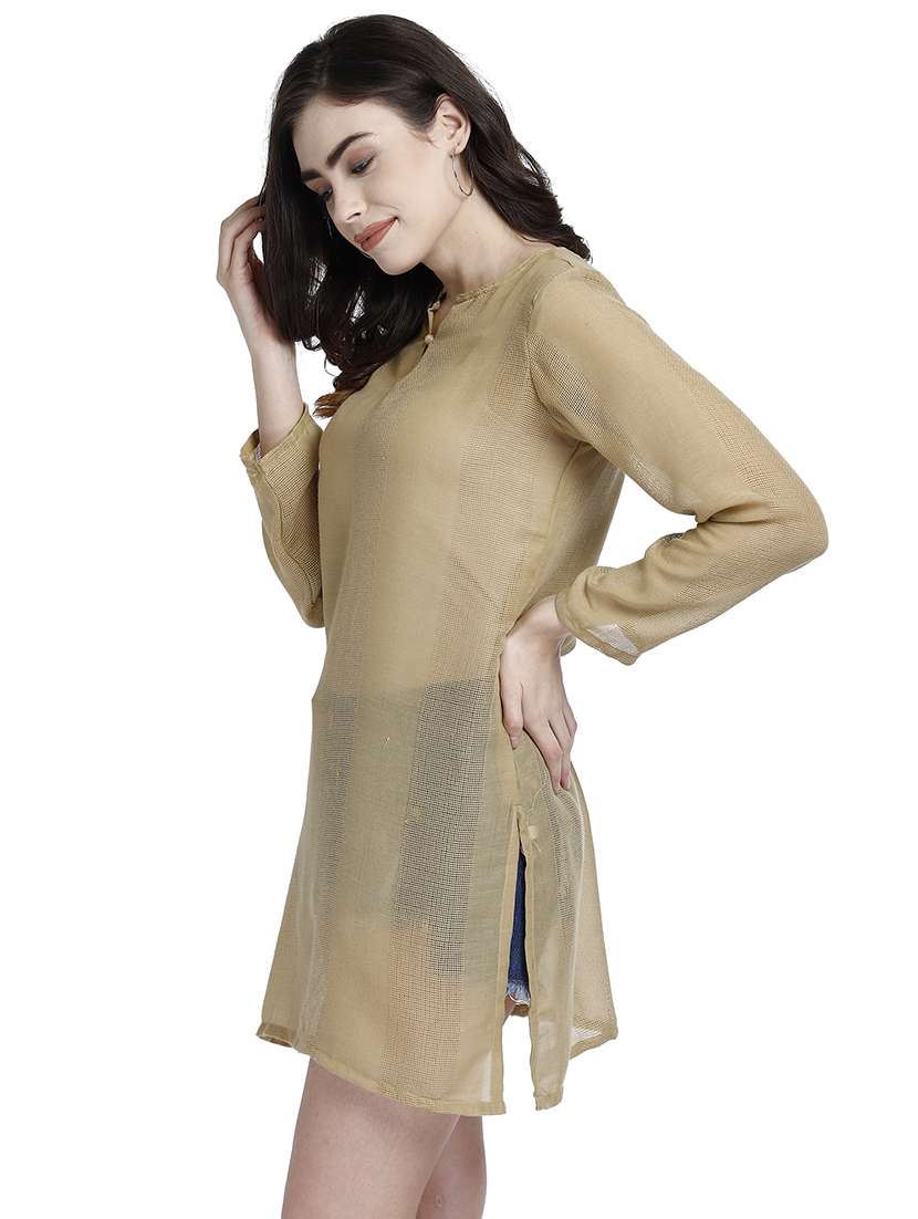 key hole neck self design tunic - 17901120 -  Standard Image - 1