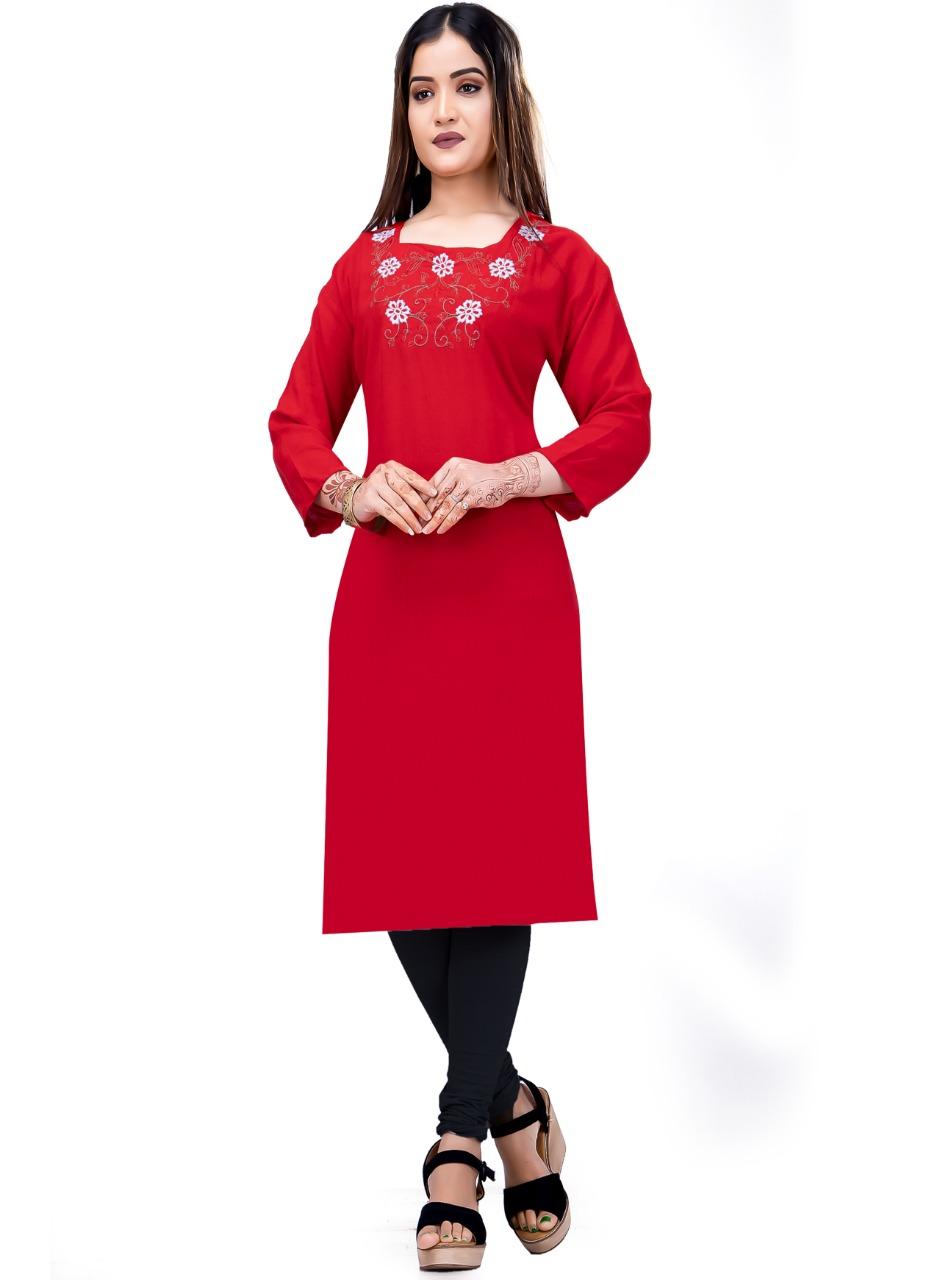 rayon embroidery kurti in 5 colour - 17901773 - Standard Image - 1