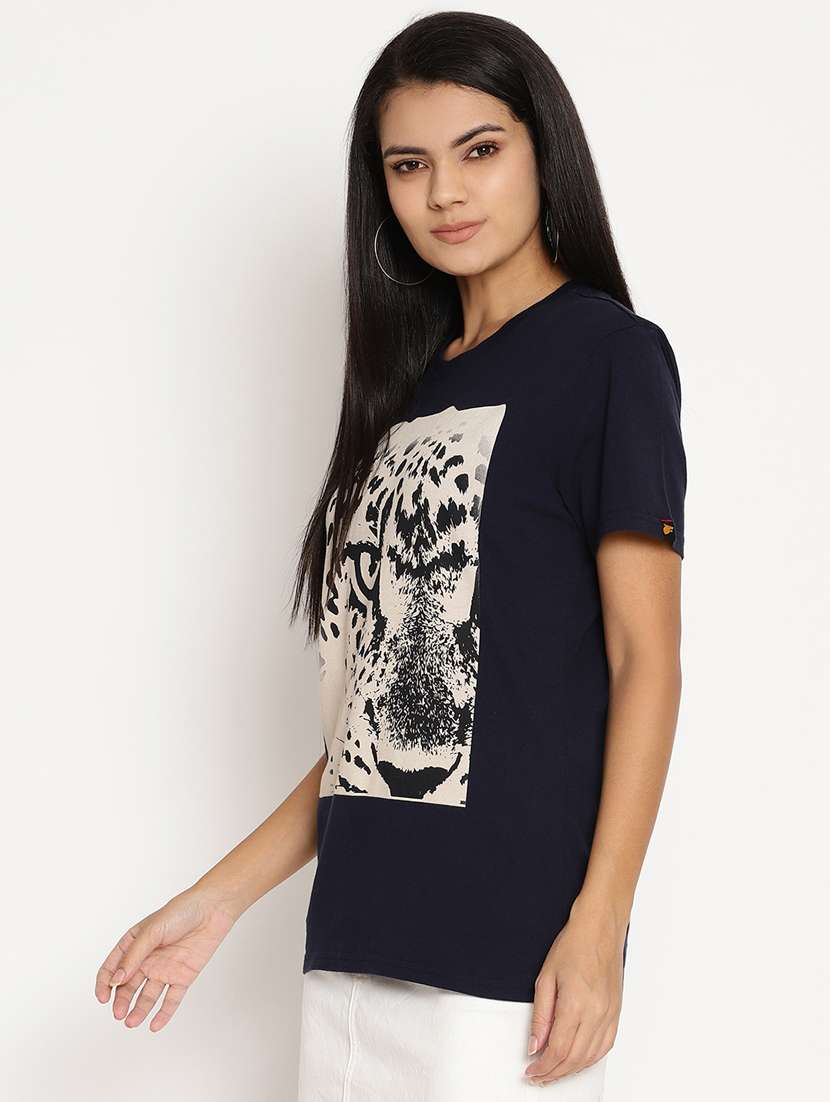 women's front print round neck t-shirt - 17902118 -  Standard Image - 1