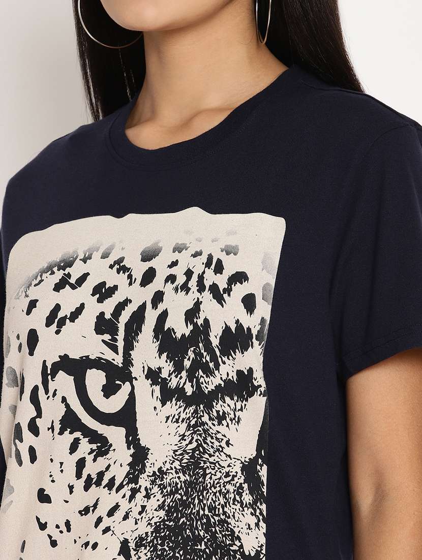 women's front print round neck t-shirt - 17902118 -  Standard Image - 4