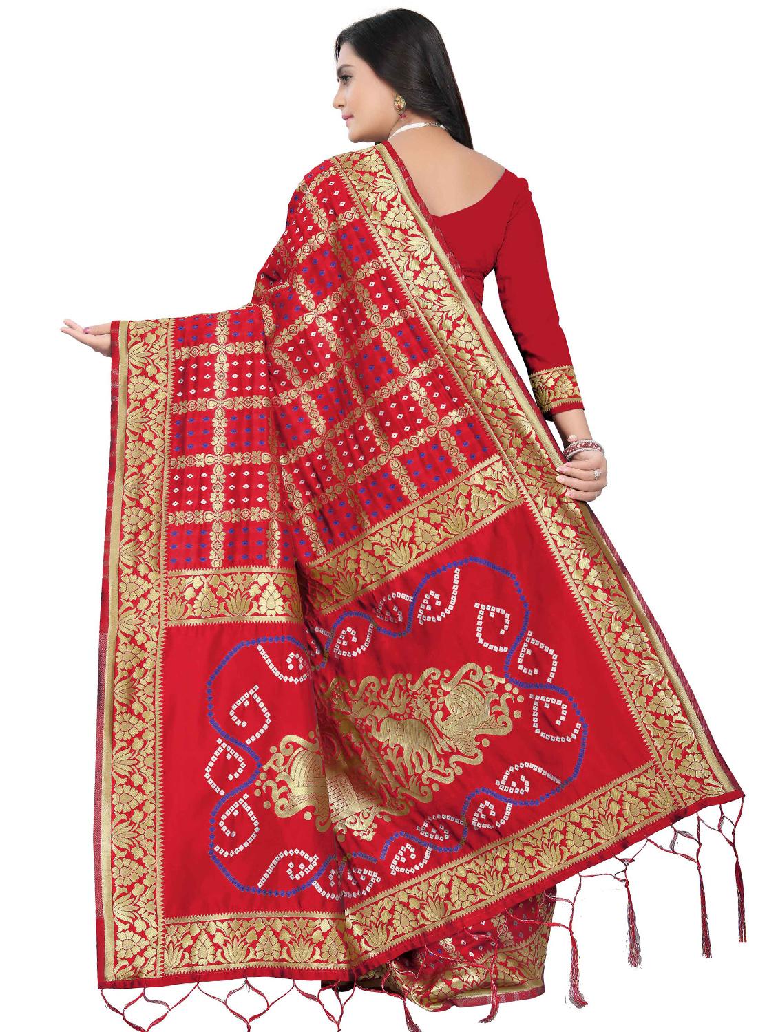 zari bandhani saree with blouse - 17902693 - Standard Image - 1