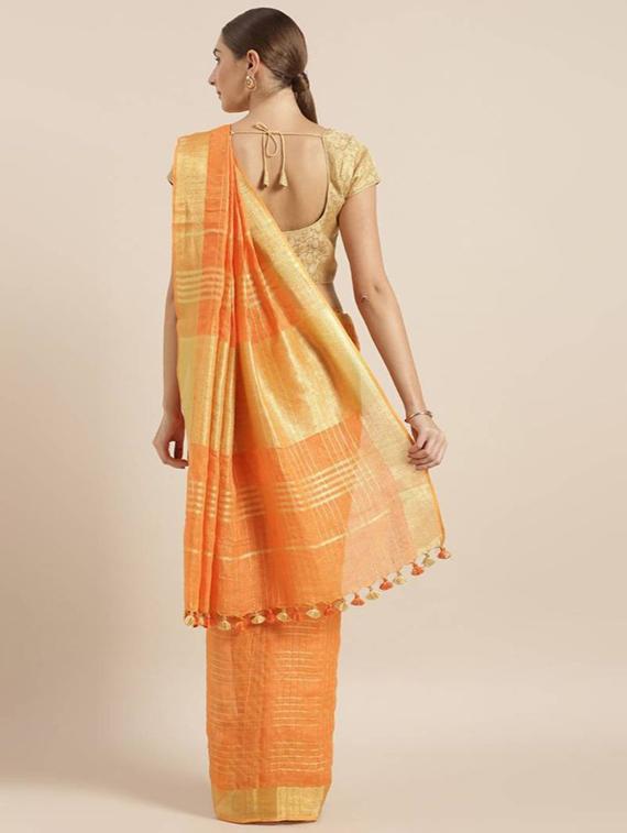 checkered woven saree with blouse - 17902864 - Standard Image - 1