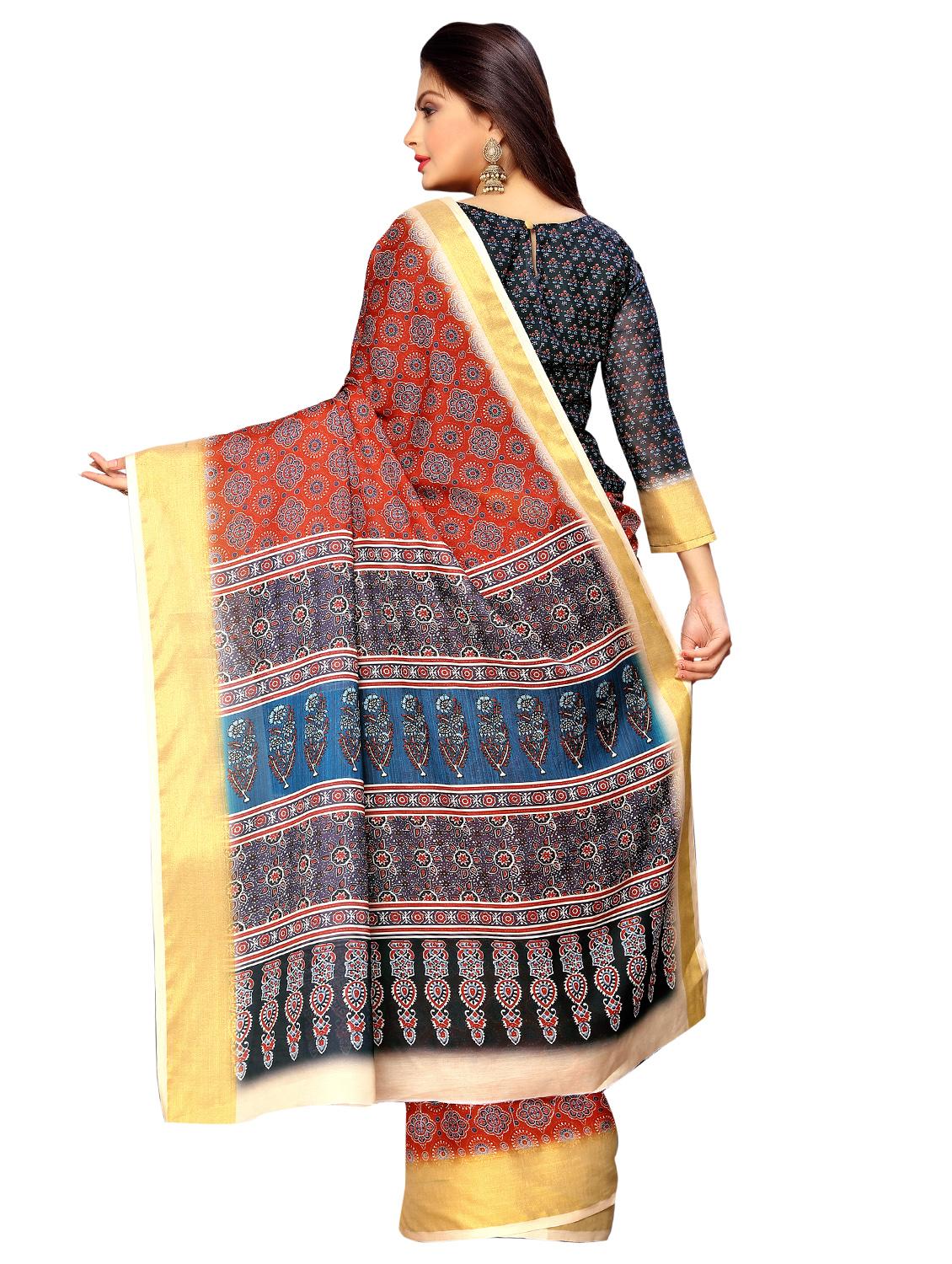 floral printed saree with blouse - 17902957 - Standard Image - 1