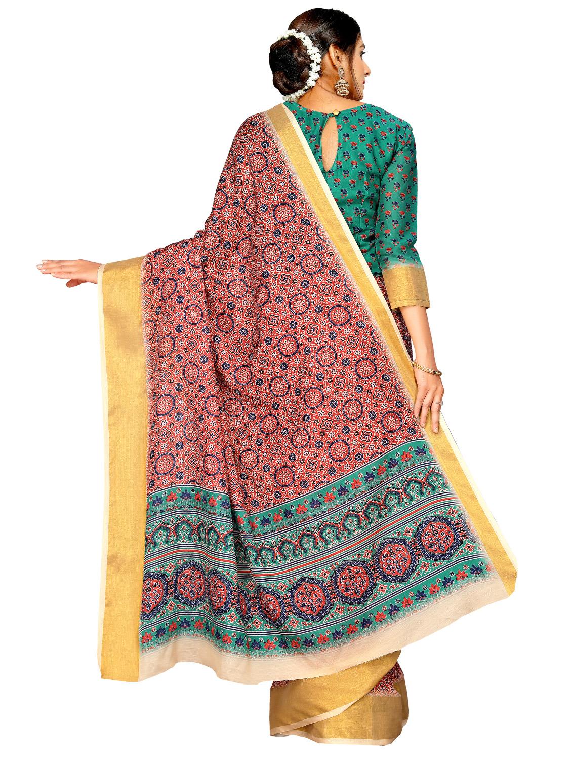 floral printed saree with blouse - 17902958 - Standard Image - 1