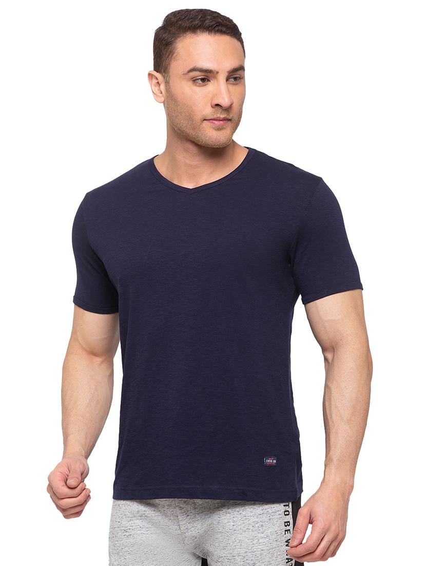 dark blue melange t-shirt - 17904858 - Standard Image - 1