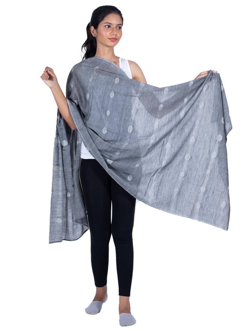 grey scarf with jamdani work - 17904919 -  Zoom Image - 0