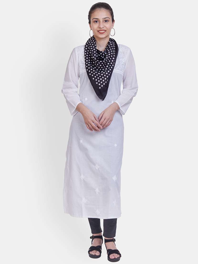white pure silk scarf - 17904947 -  Standard Image - 1