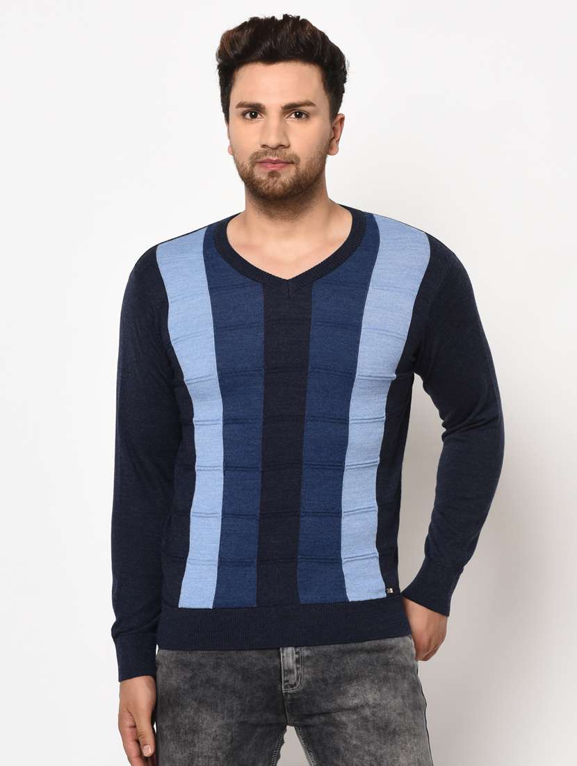 navy blue color block pullover