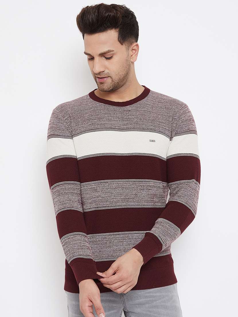 maroon color block pullover