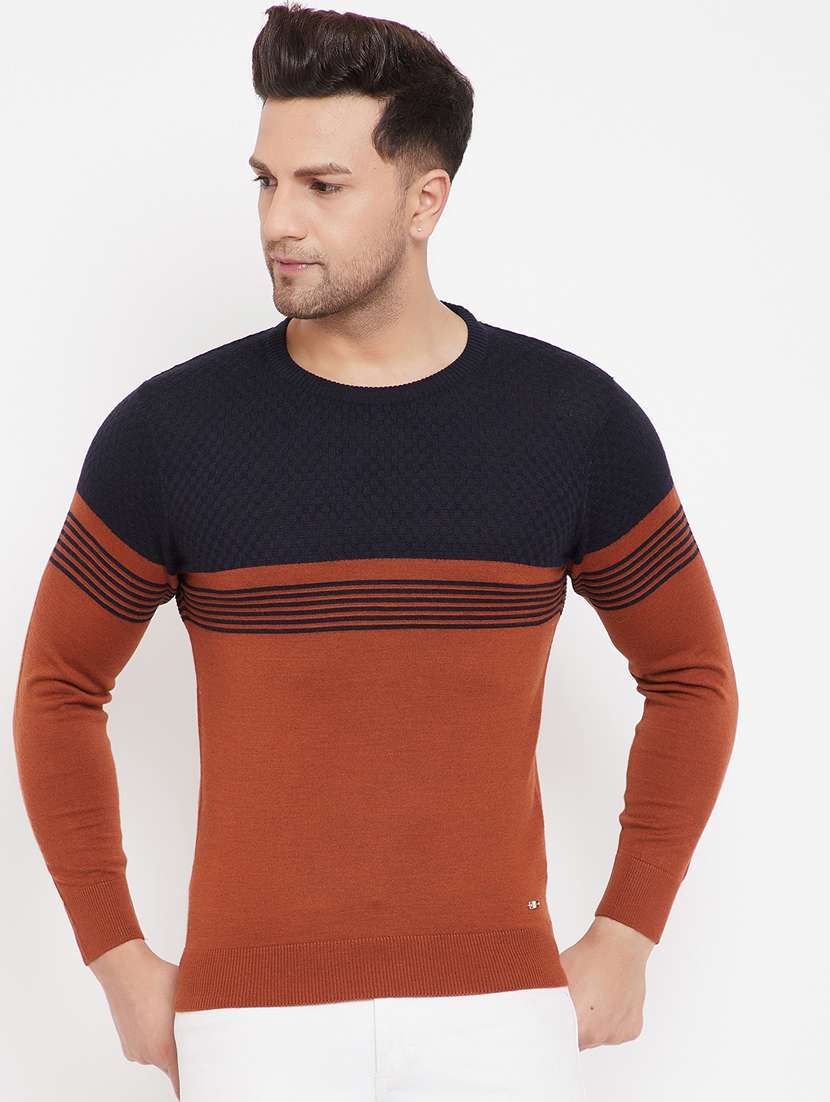 rust color block pullover