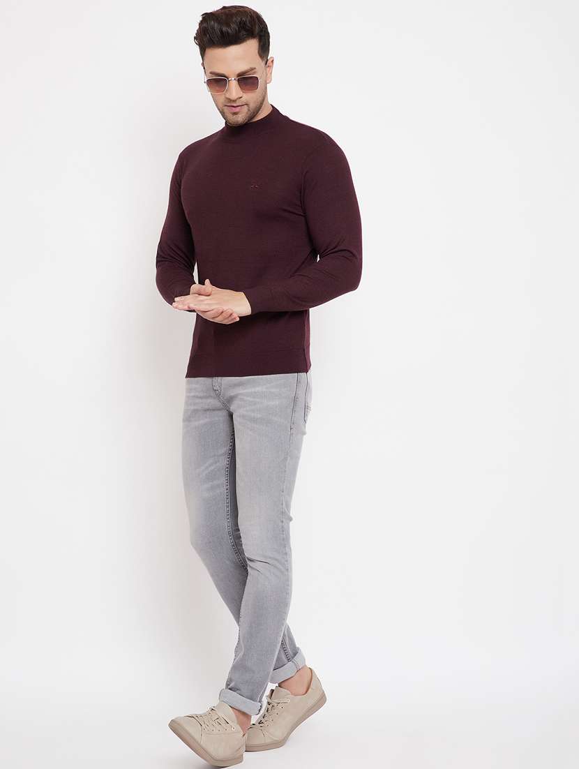 maroon solid pullover - 17905061 -  Standard Image - 4