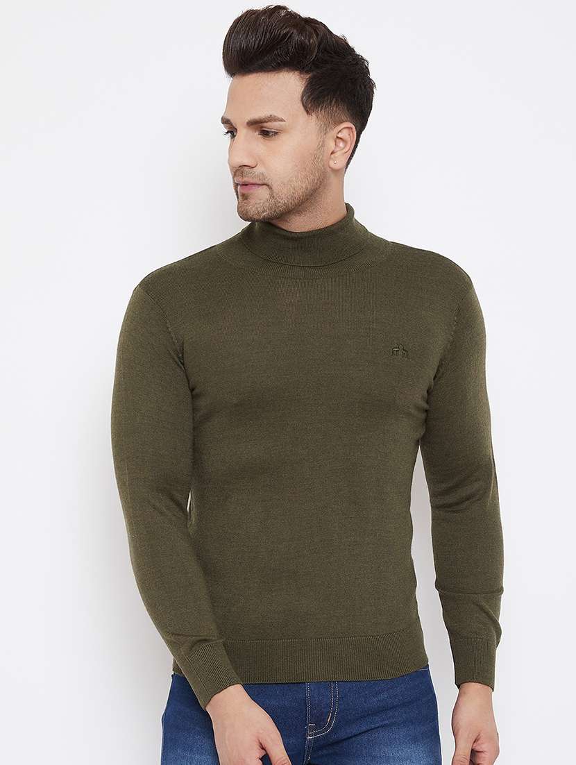 olive green solid pullover