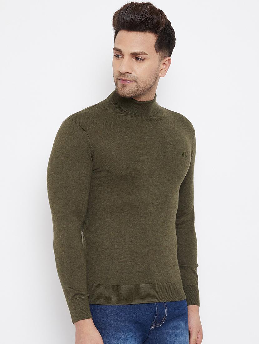olive green solid pullover - 17905144 - Standard Image - 1