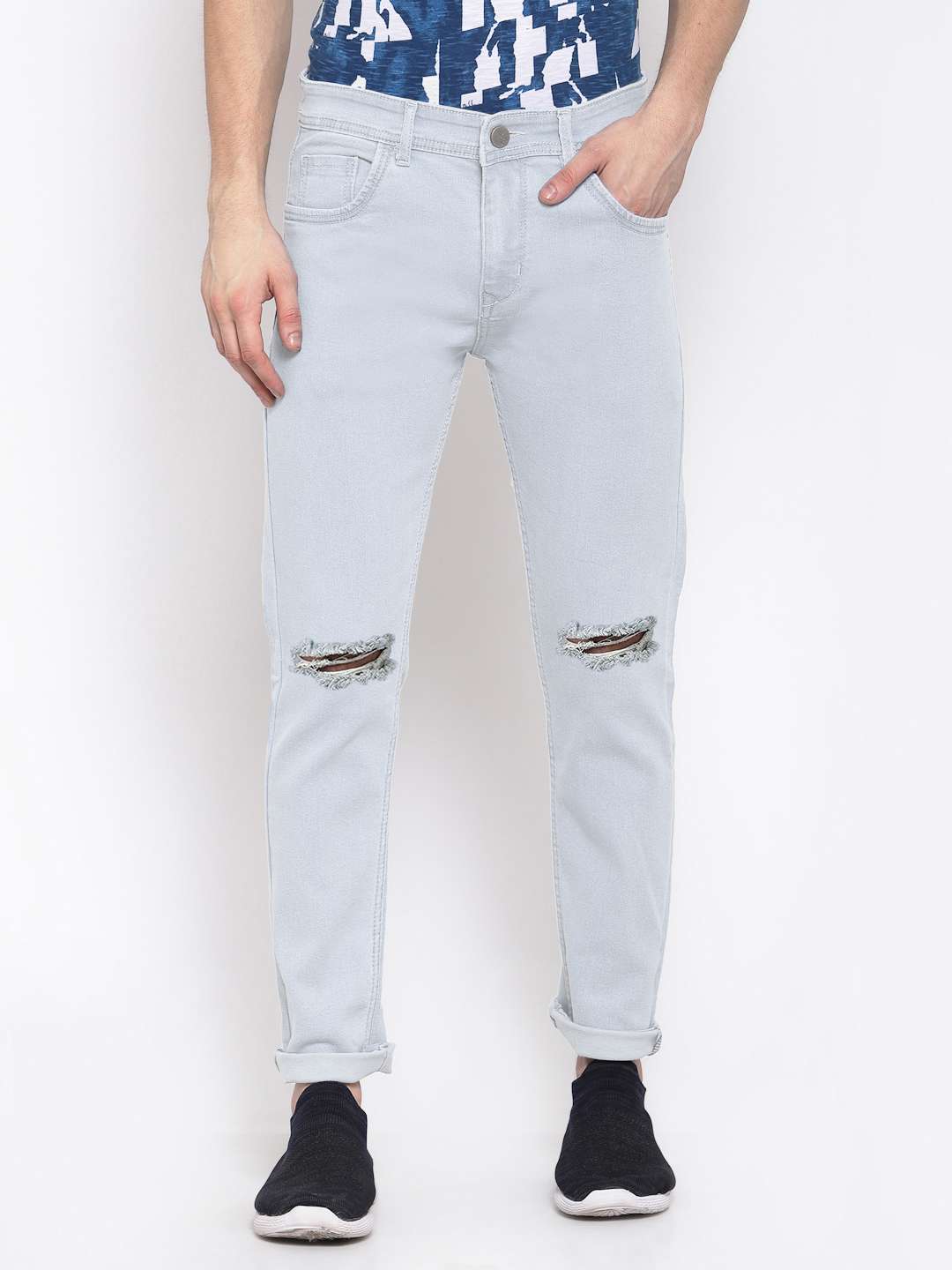 mens slim fit slash knee jeans